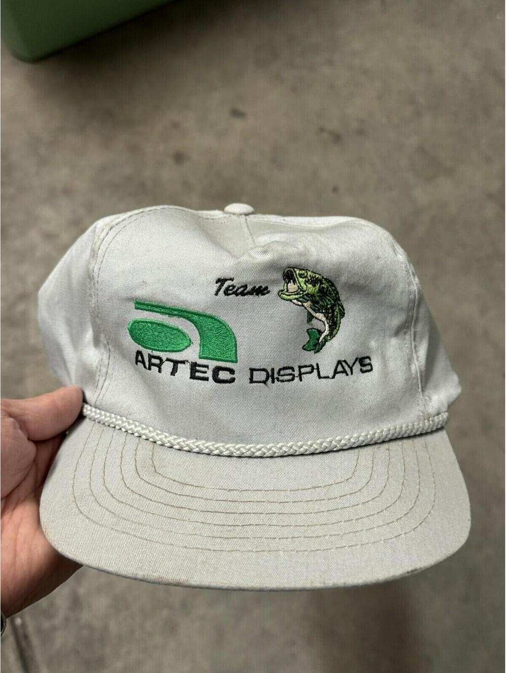 Vintage 90s Fishing Artec Displays Distressed Hat